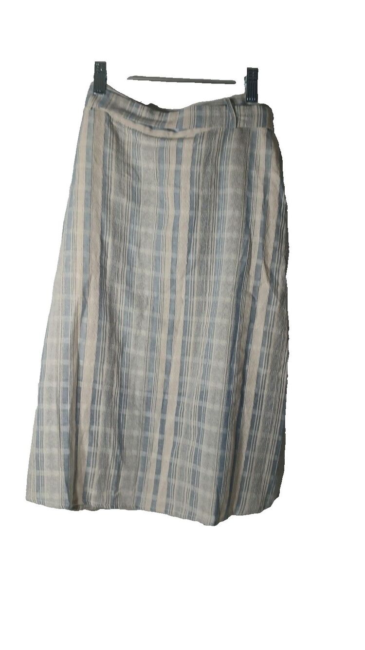 Andree by Unit Lady Belted Button Small Skirt Small Blue and White Striped. NWT